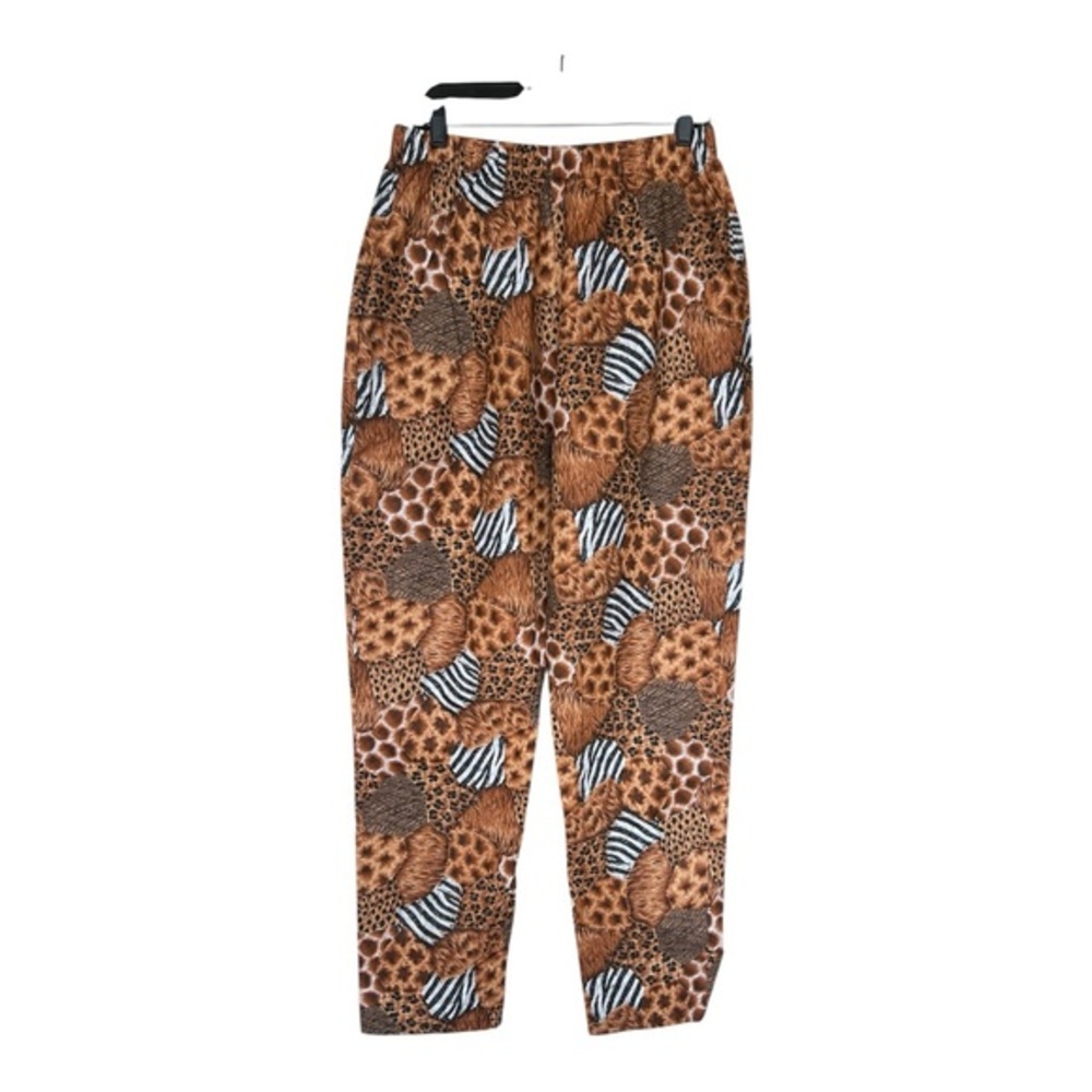 Vintage Newport Womens Brown Black High Waist Animal Print Pants Size L